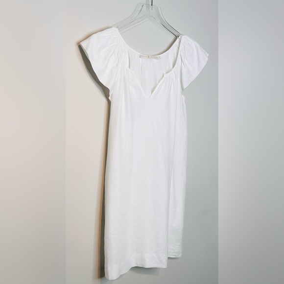 Marie Oliver White Ivory Linen Flutter Sleeve Mini Dress - Picture 3 of 11